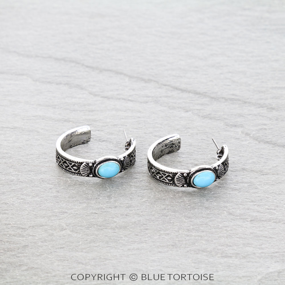 1.25" Western Concho Hoop Earrings