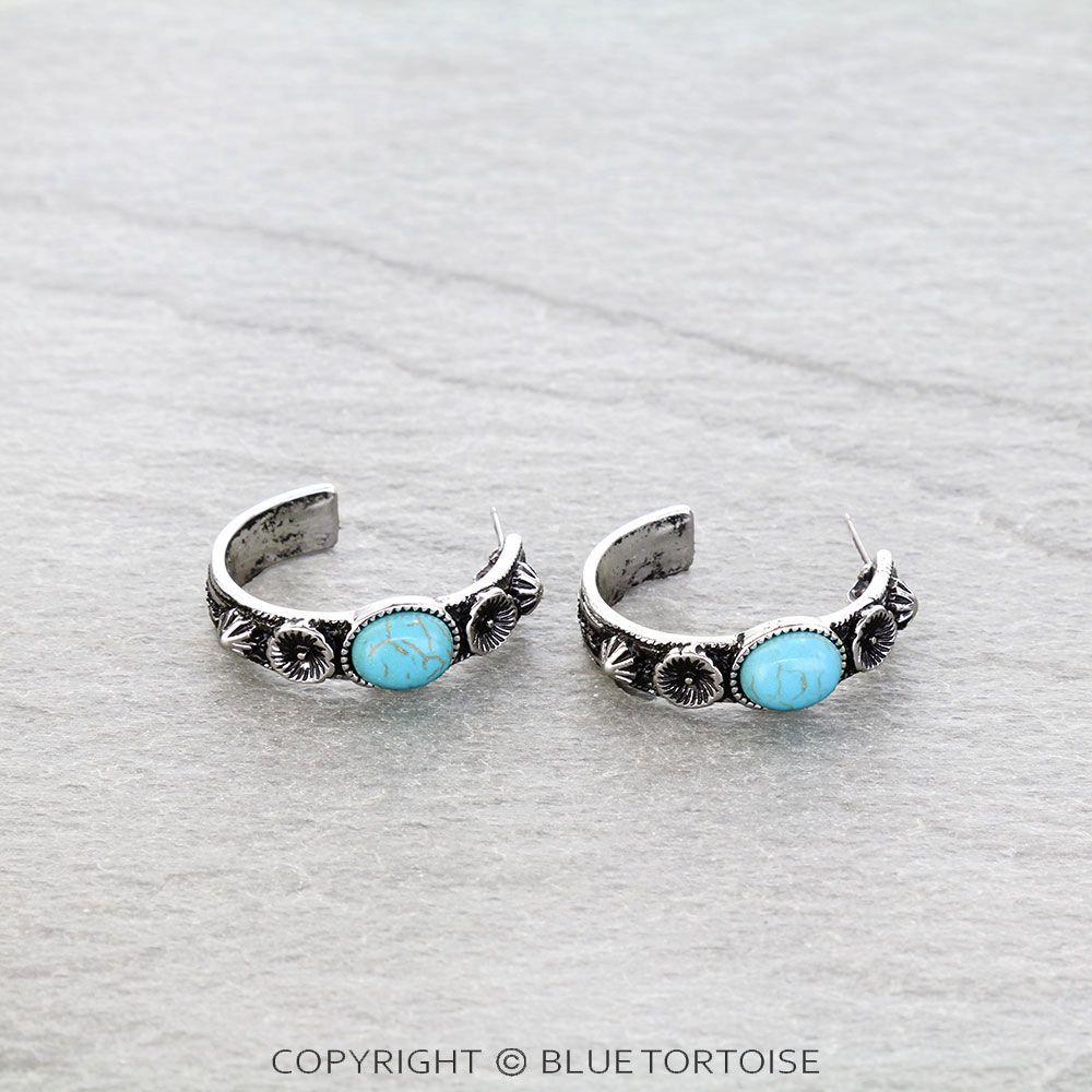 1.25" Western Flower Hoop Earrings