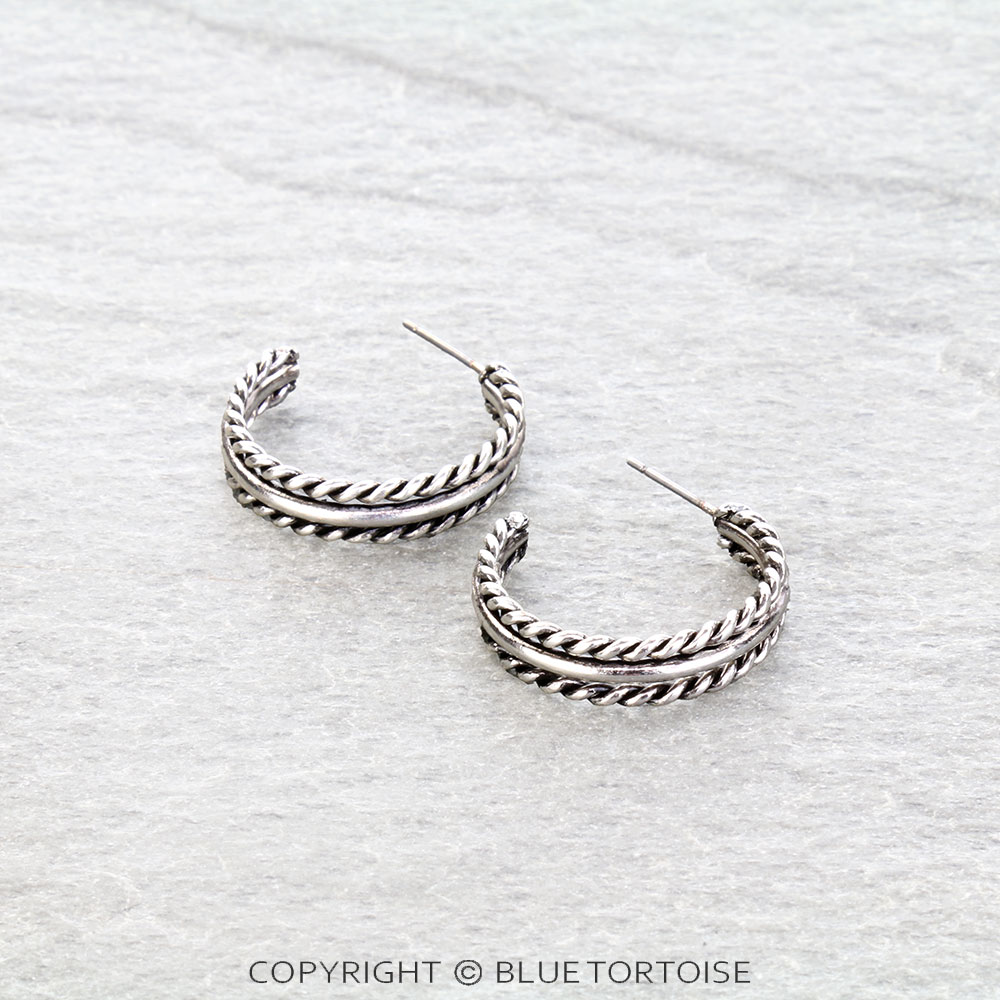 1" Western Rope TXR Hoop Earrings