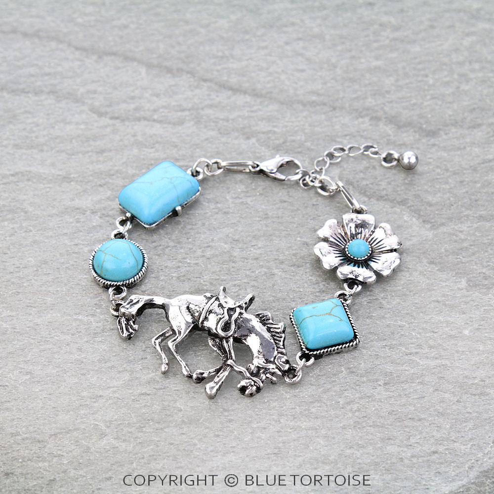 Western Horse Charm Link Bracelet