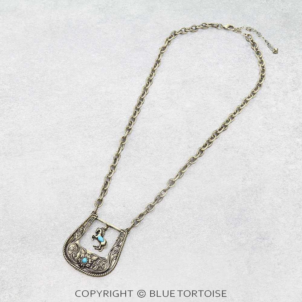 Western Horse Buckle Necklace