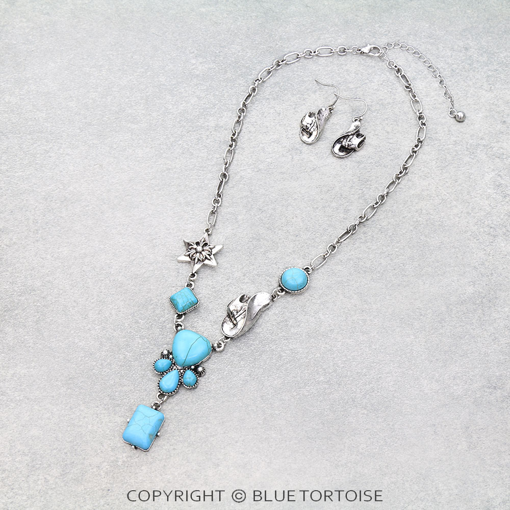 Western Heart Stone Necklace Set