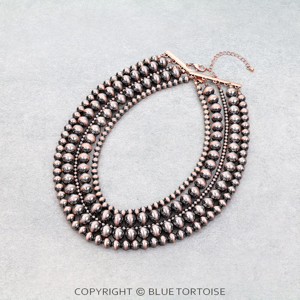 5 Layered Navajo Style Pearl Necklace