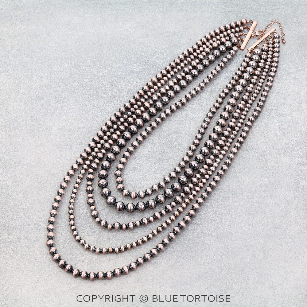 5 Layered Navajo Style Pearl Necklace