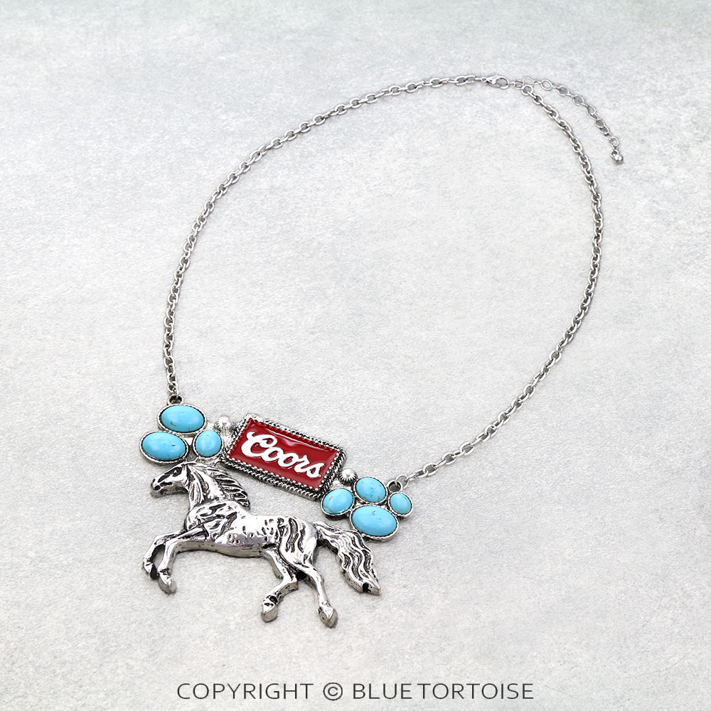 Western Horse & Beer Logo Necklace