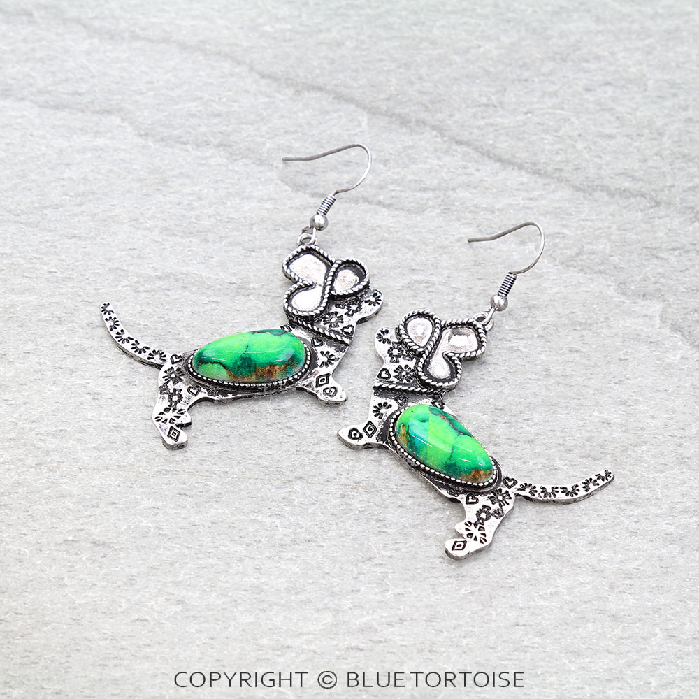 Western Dog Stone Dangle Earrings