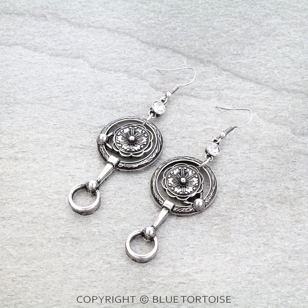 Western Flower Horsebit Dangle Earrings