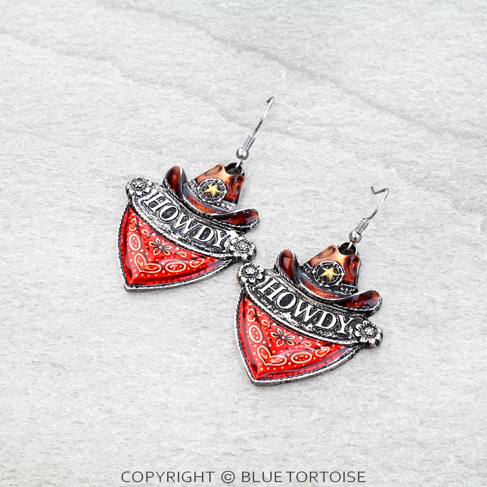 Western Howdy Enamel Dangle Earrings