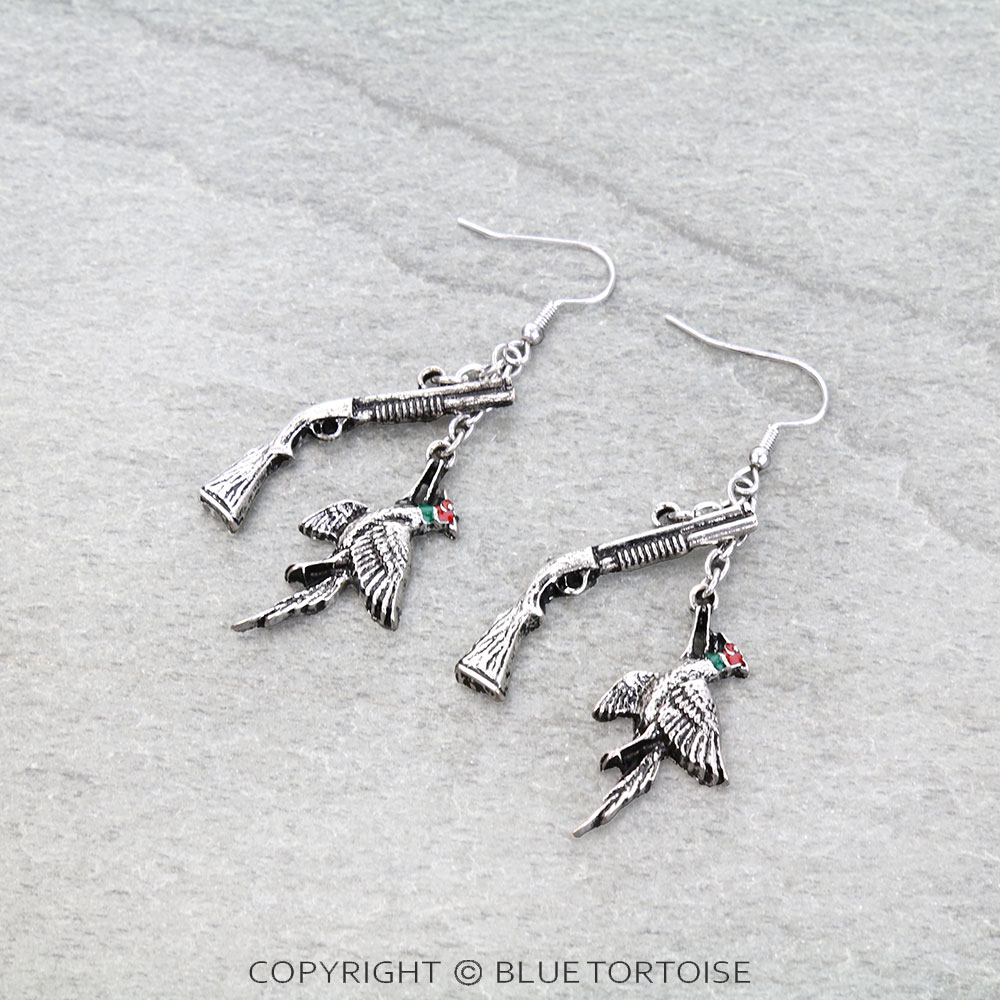 Western Hunted Pheasant Dangle Earrings