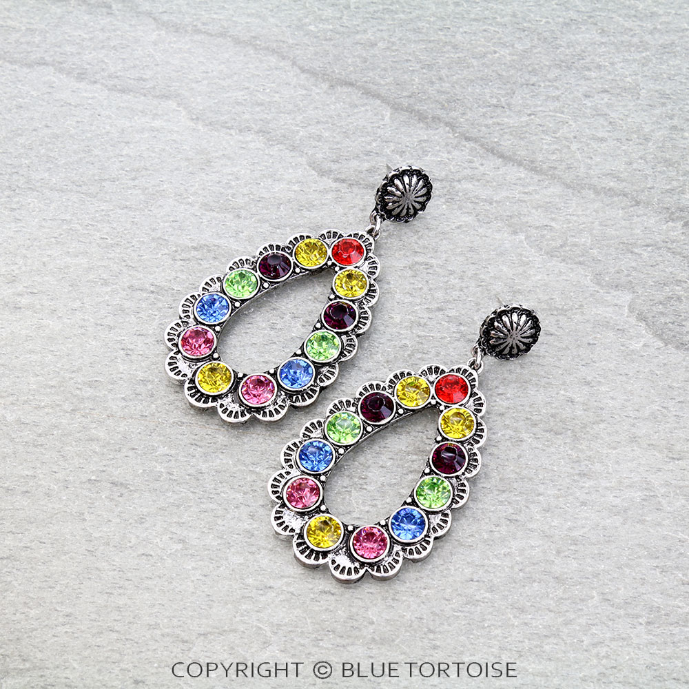 Western Teardrop C.Z. Stud Earrings