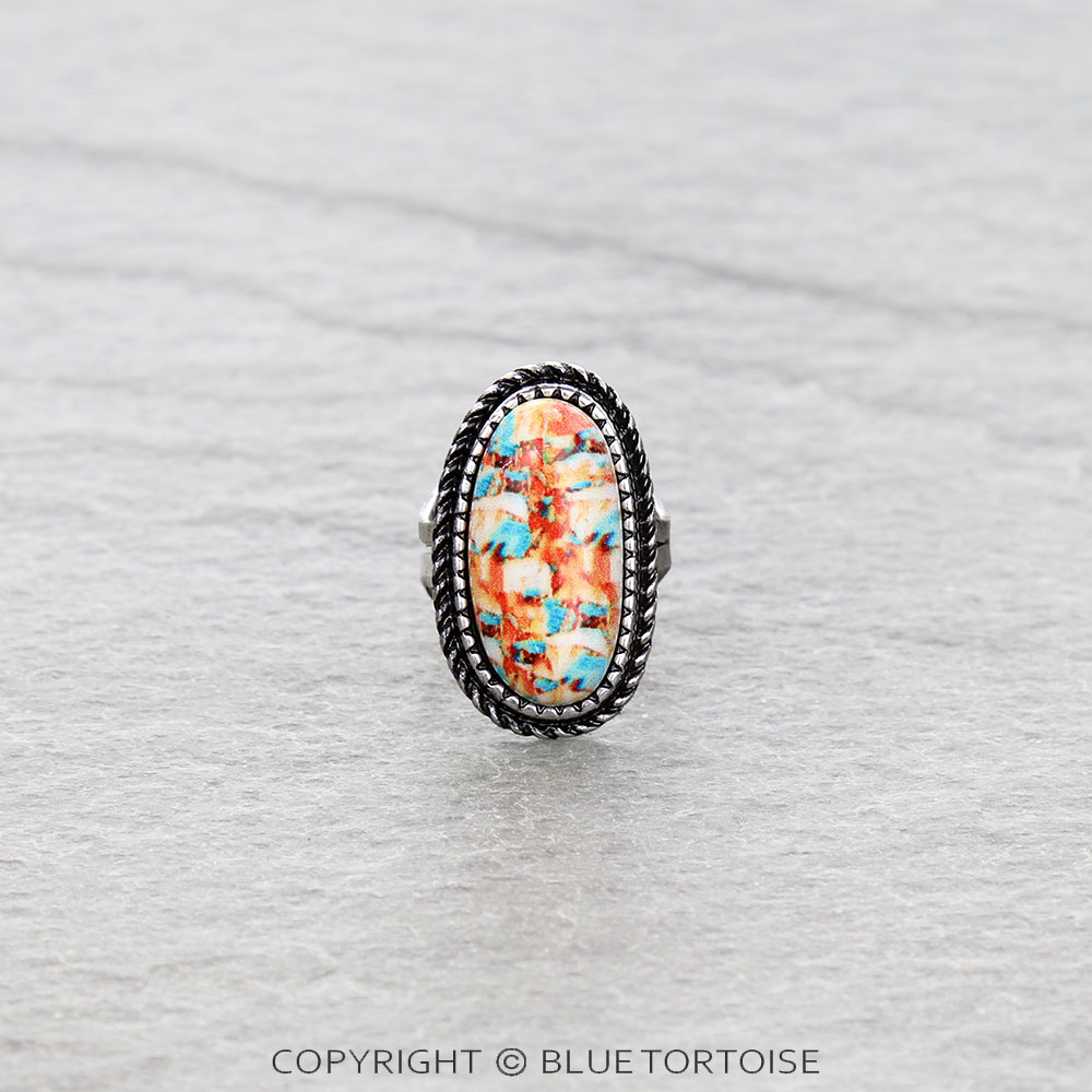 Western Oval Stone Cuff Ring