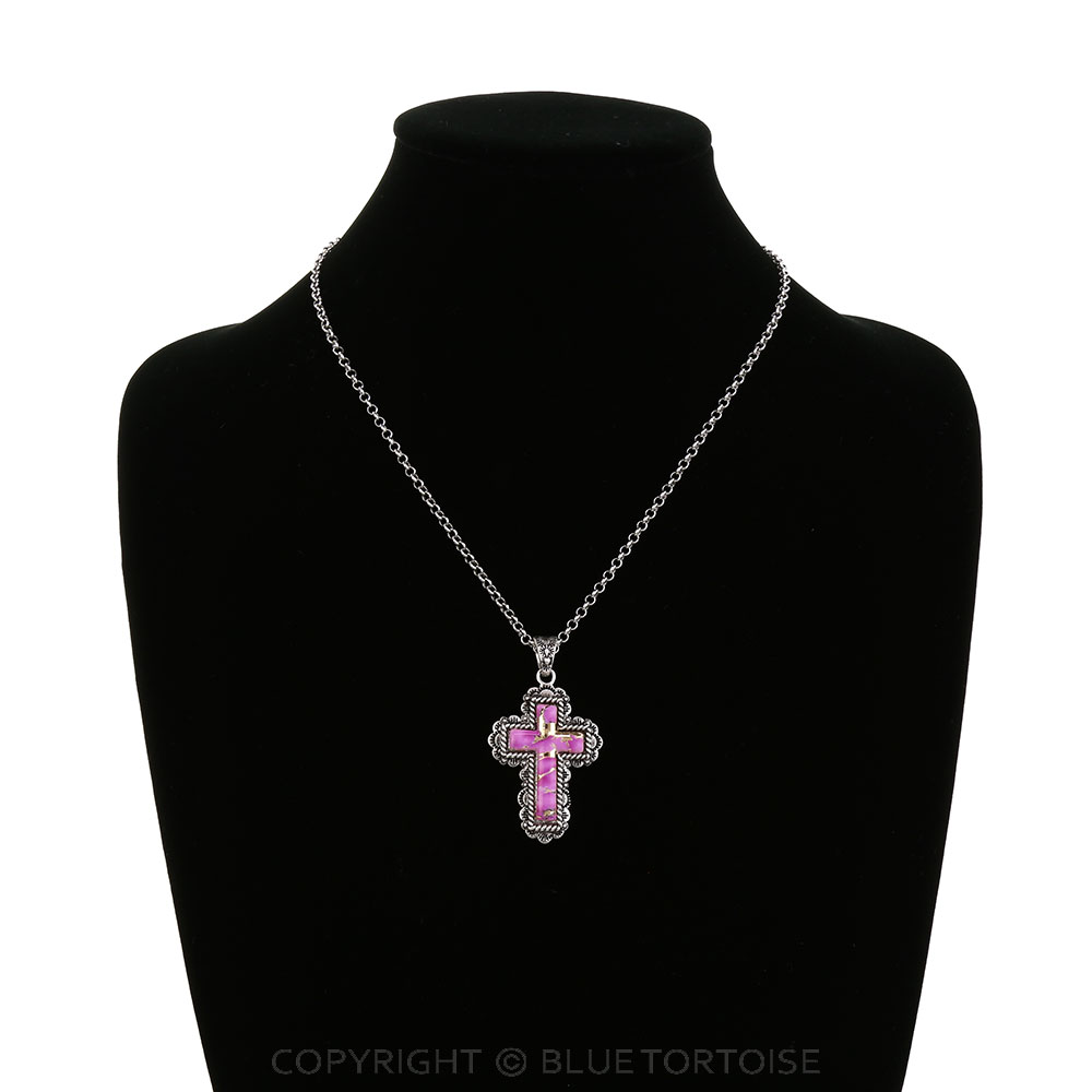 Western Cross Print w/ Stone Necklace - Image 2