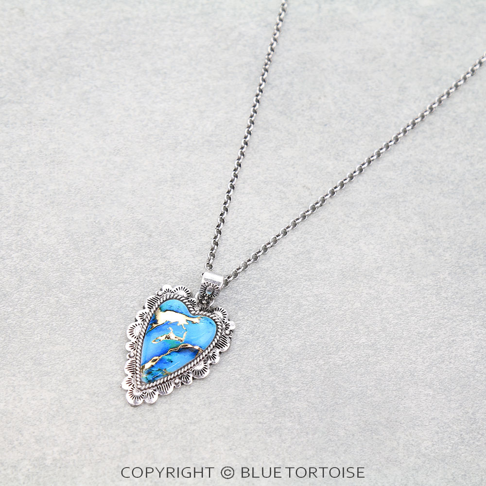 Western Heart Print w/ Stone Necklace - Image 3