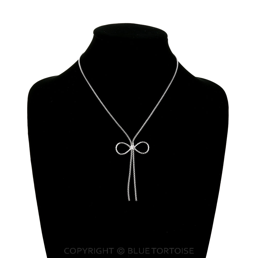 Bow metal Link Lariat Style Necklace - Image 2