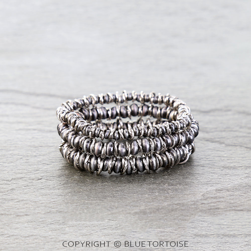 Navajo Style Pearl & Metal Mixed Stackable Bracelet