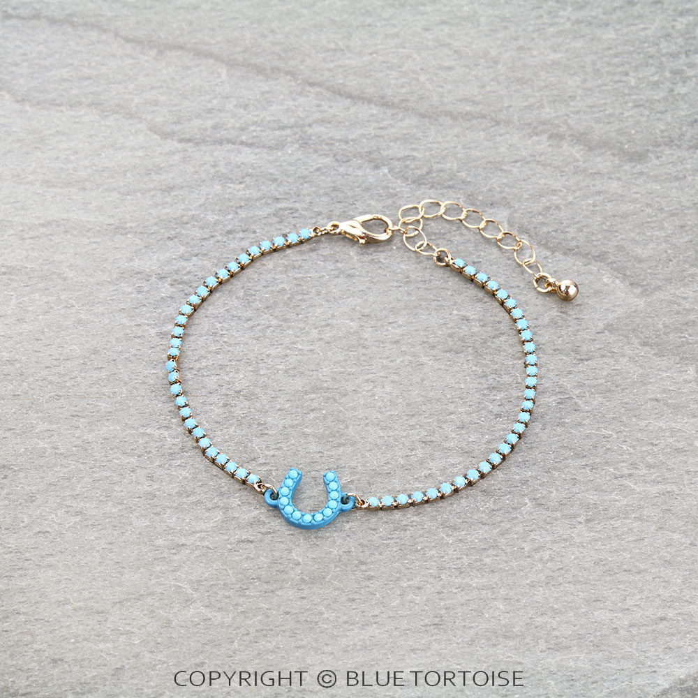 Pave Stone Horseshoe Link Bracelet