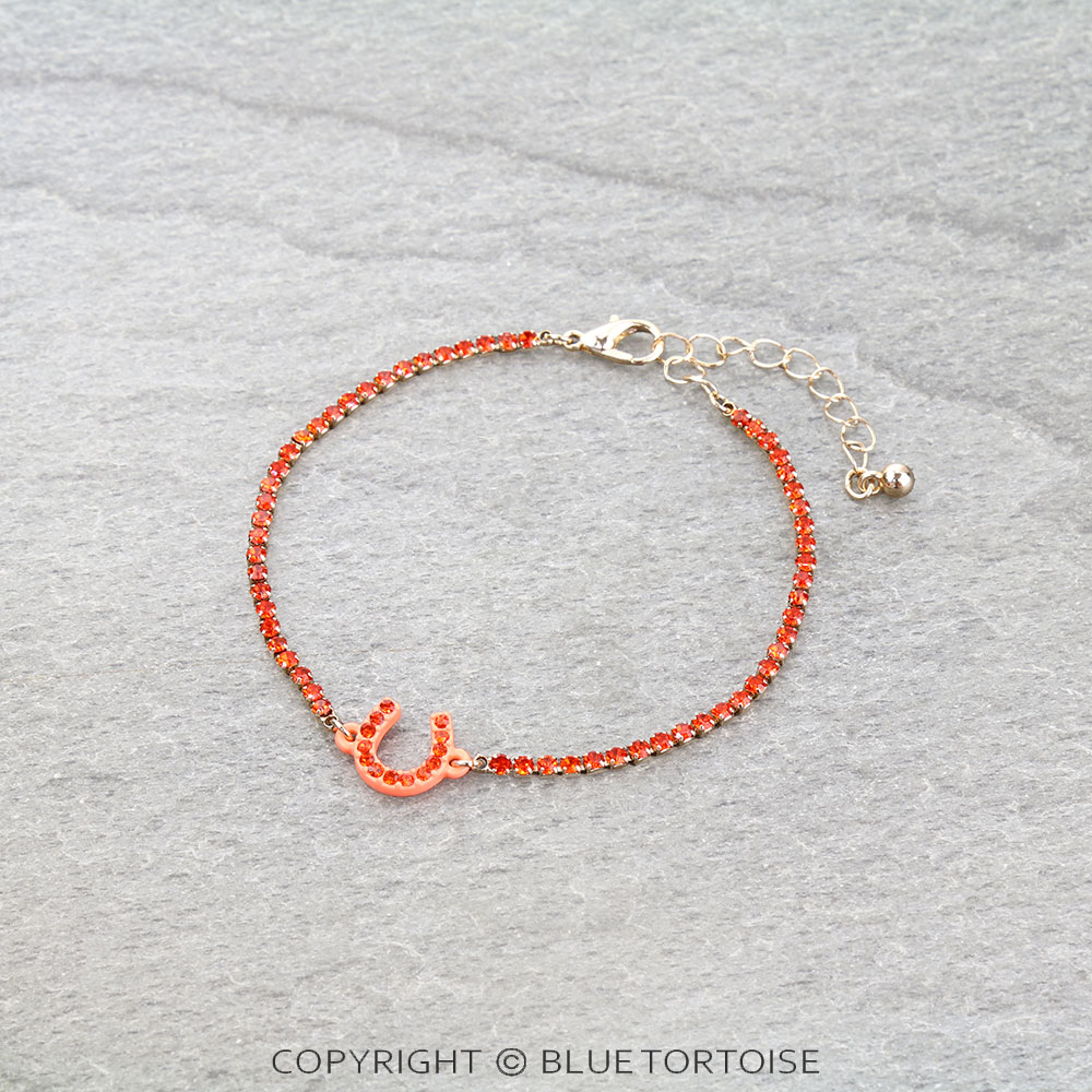 Pave Stone Horseshoe Link Bracelet