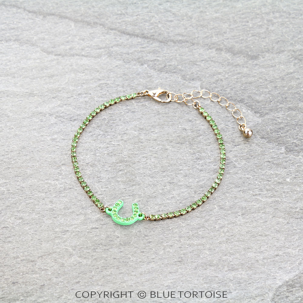 Pave Stone Horseshoe Link Bracelet