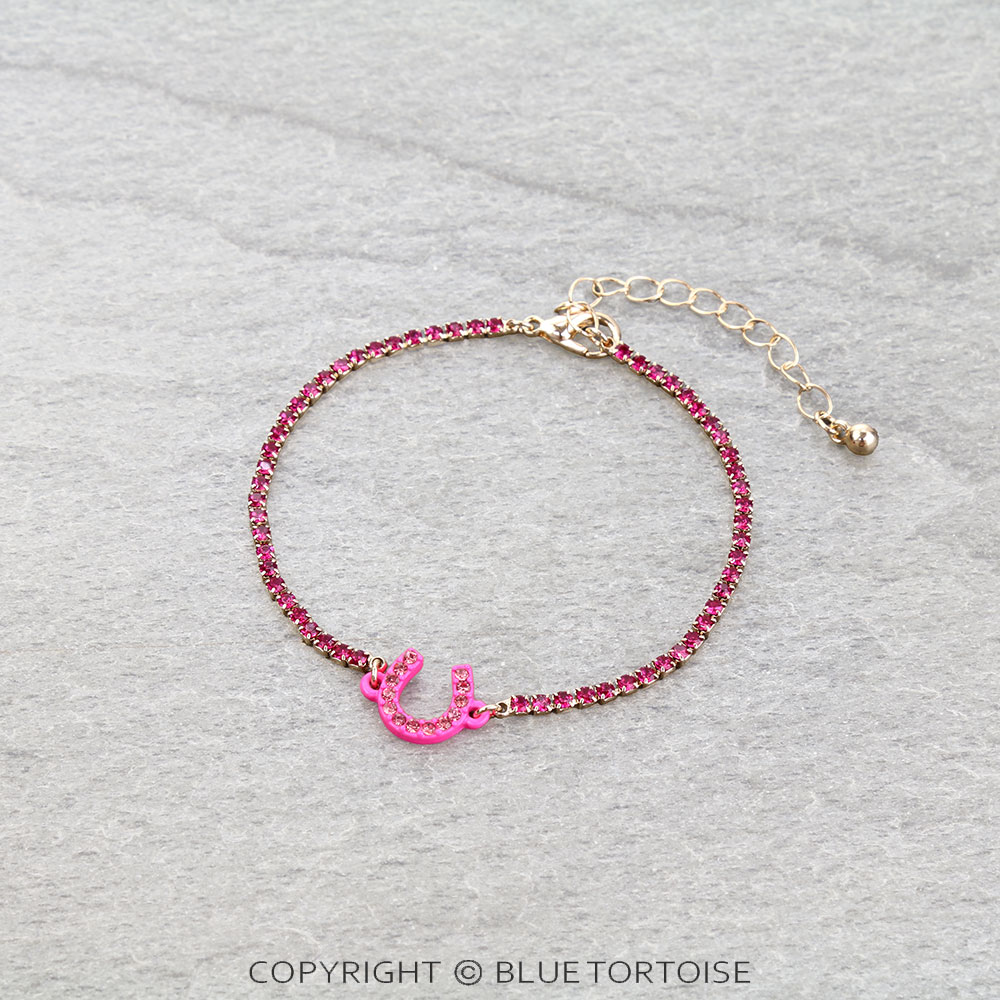 Pave Stone Horseshoe Link Bracelet