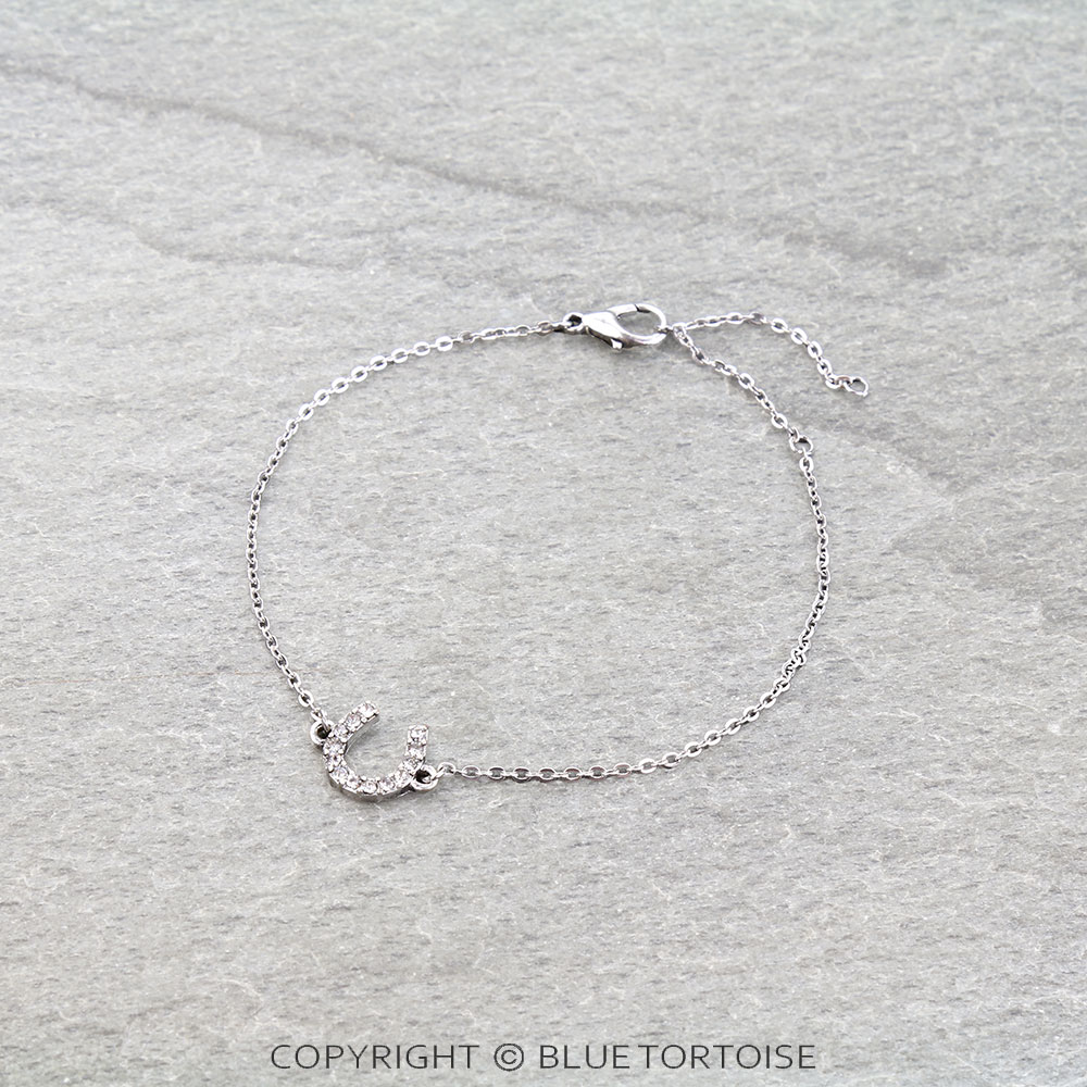 Pave Stone Horseshoe Link Bracelet