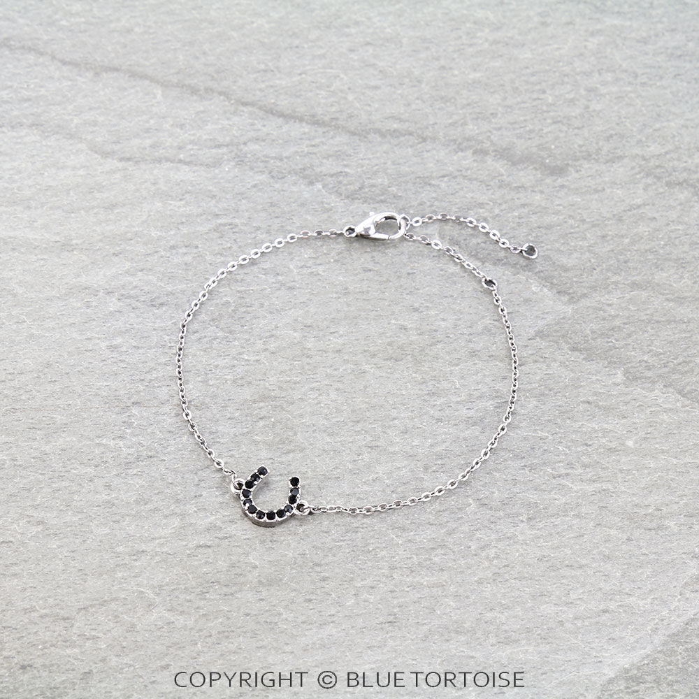 Pave Stone Horseshoe Link Bracelet