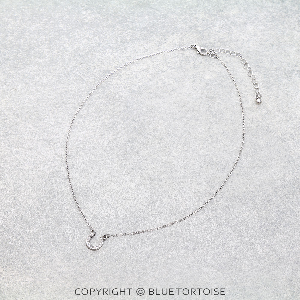 Pave Stone Horseshoe Necklace
