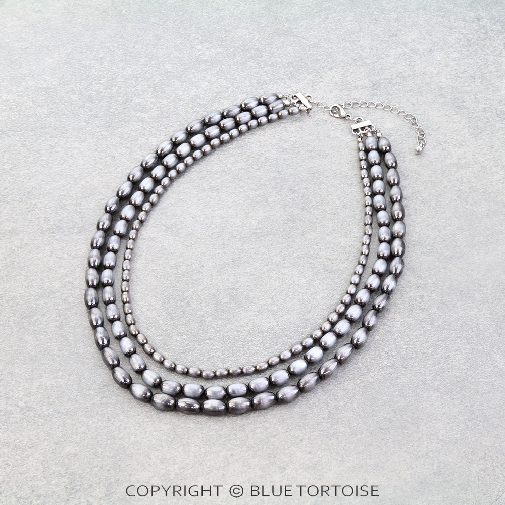 Navajo Style Pearl 3 Layer Necklace