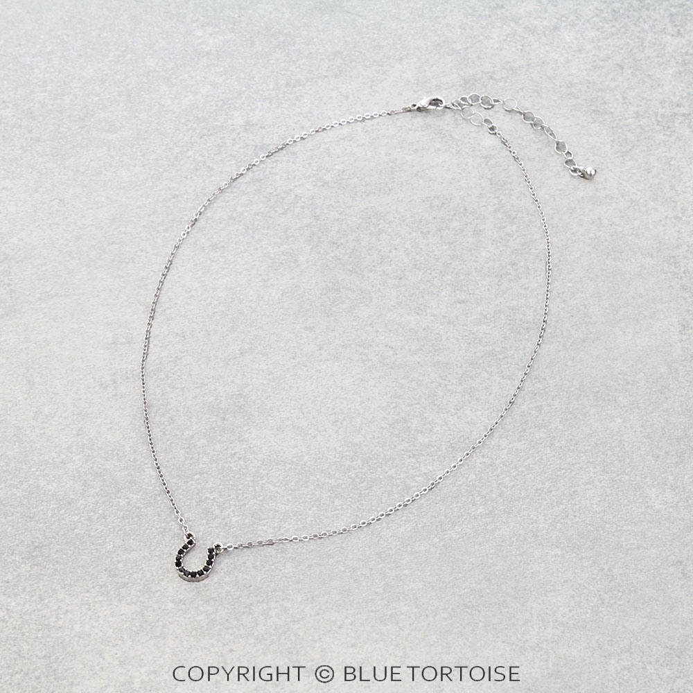Pave Stone Horseshoe Necklace