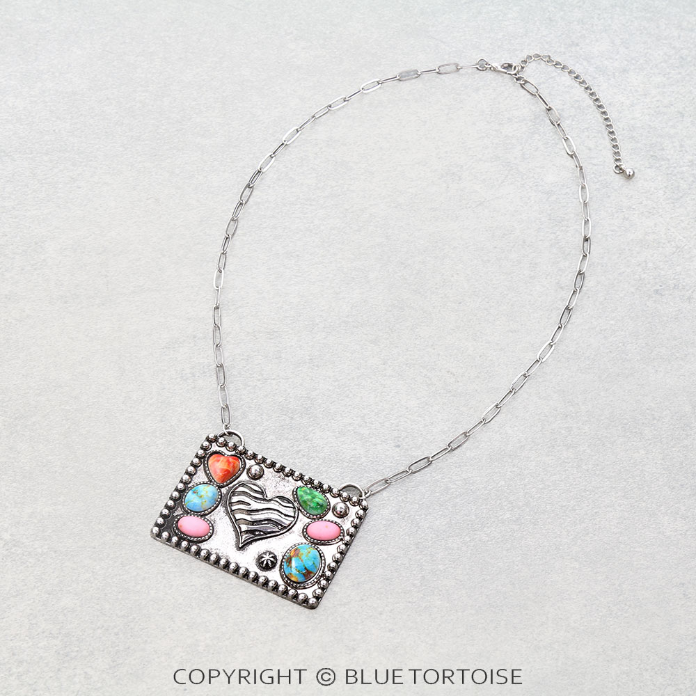 Western Rectangle Heart Necklace