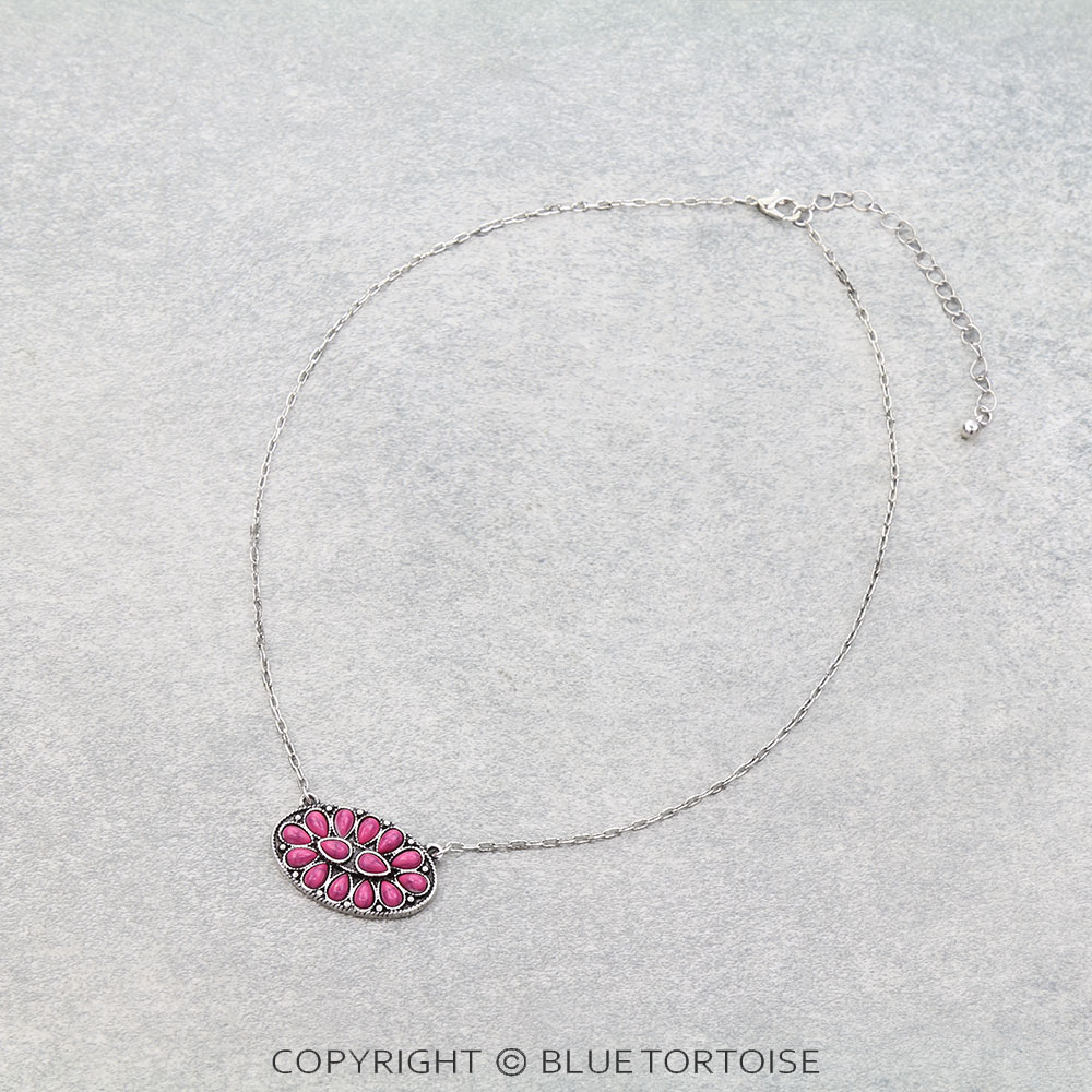 Western Concho Stone Necklace