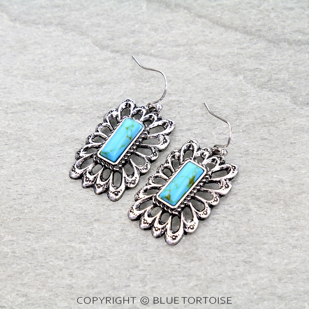 Western Bar Stone Dangle Earrings