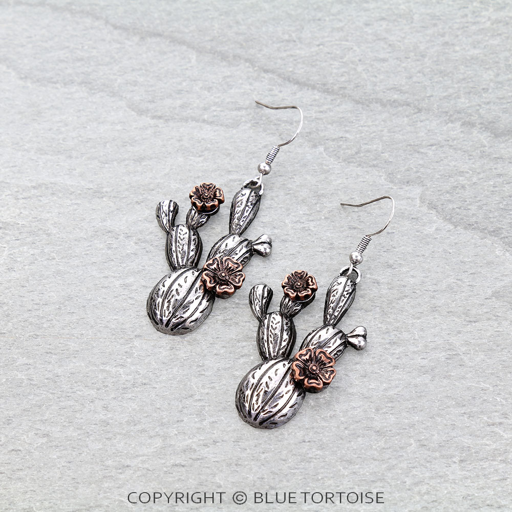 Western Cactus Dangle Earrings