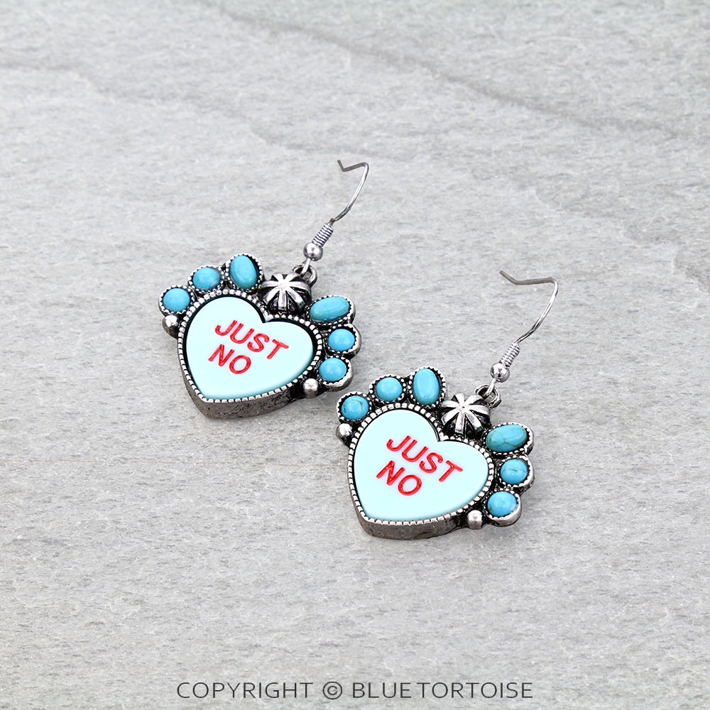 Conversation Bead Heart Dangle Earrings