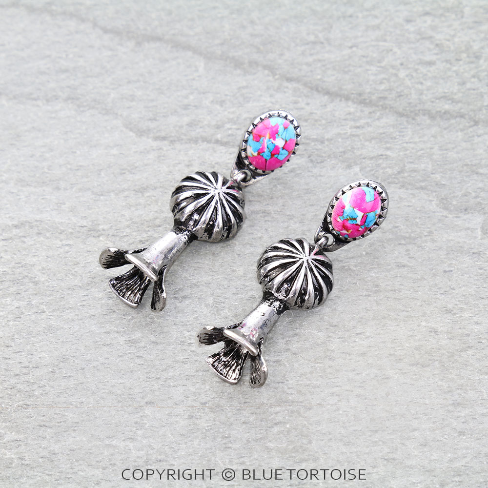 Western Single Squash Blossom Concho Stud Earrings