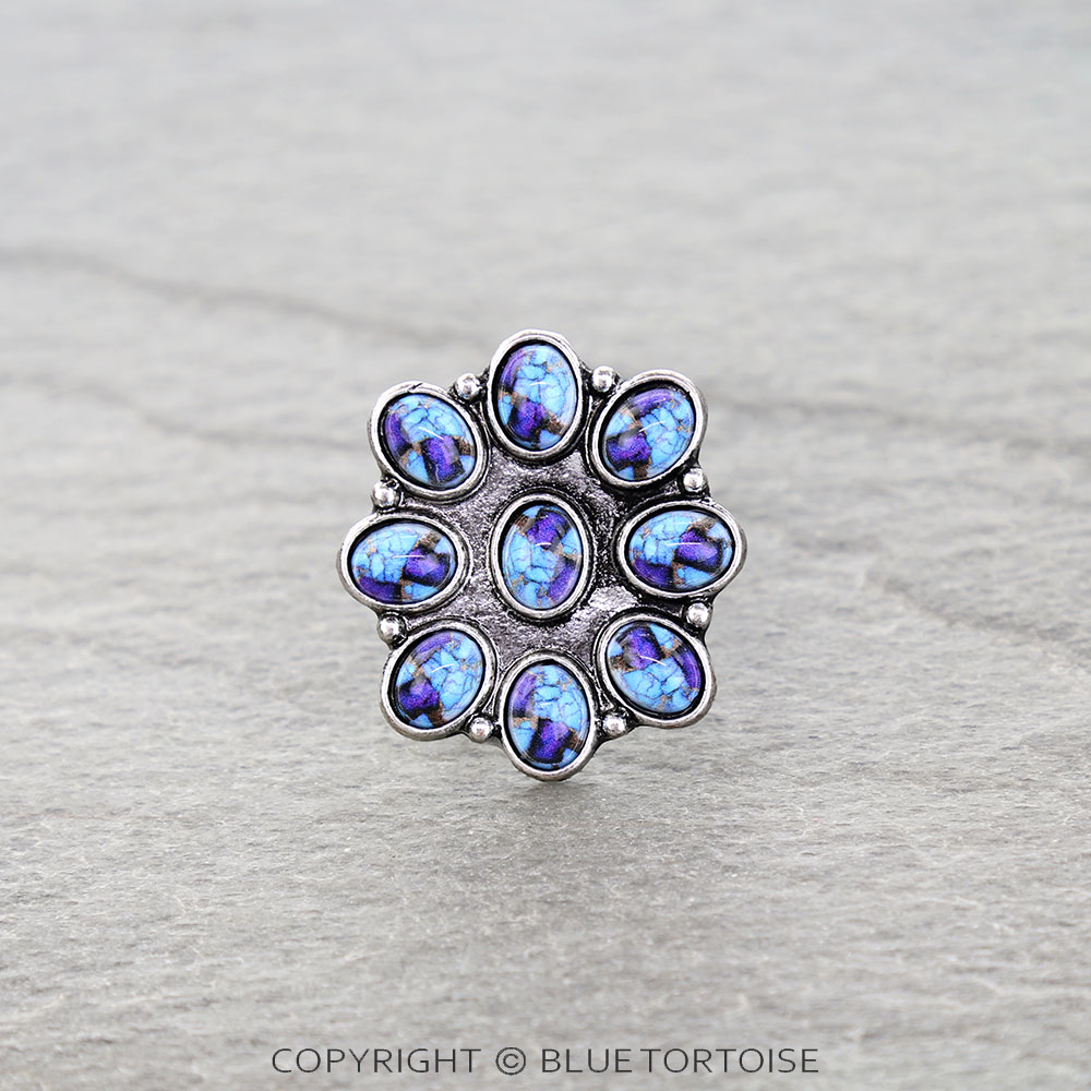 Western Concho Stone Cuff Ring