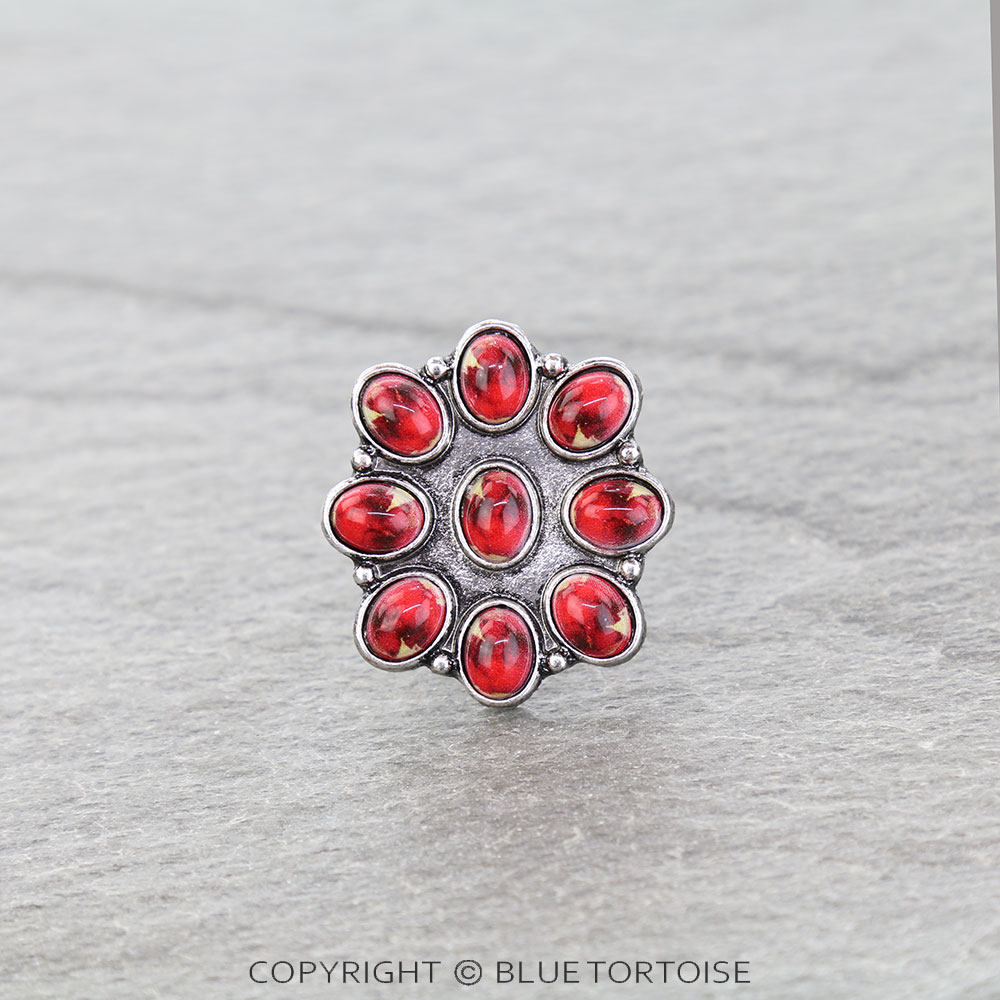 Western Concho Stone Cuff Ring