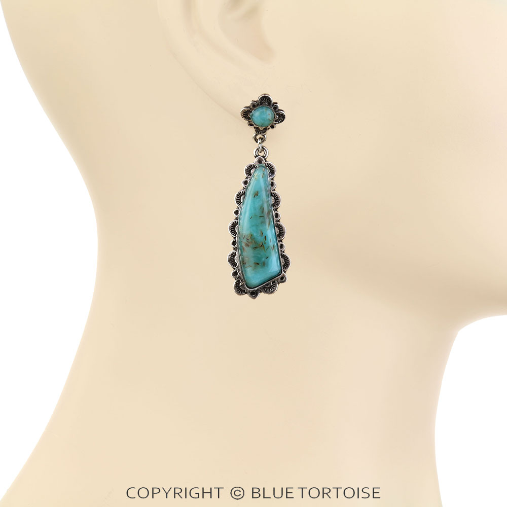 Western Hand Stone Stud Earrings - Image 2