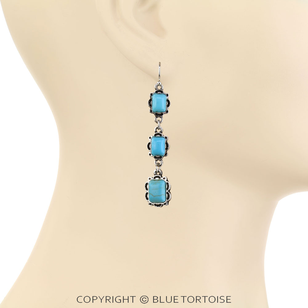 Western Hand Stone Drop Stud Earrings - Image 2