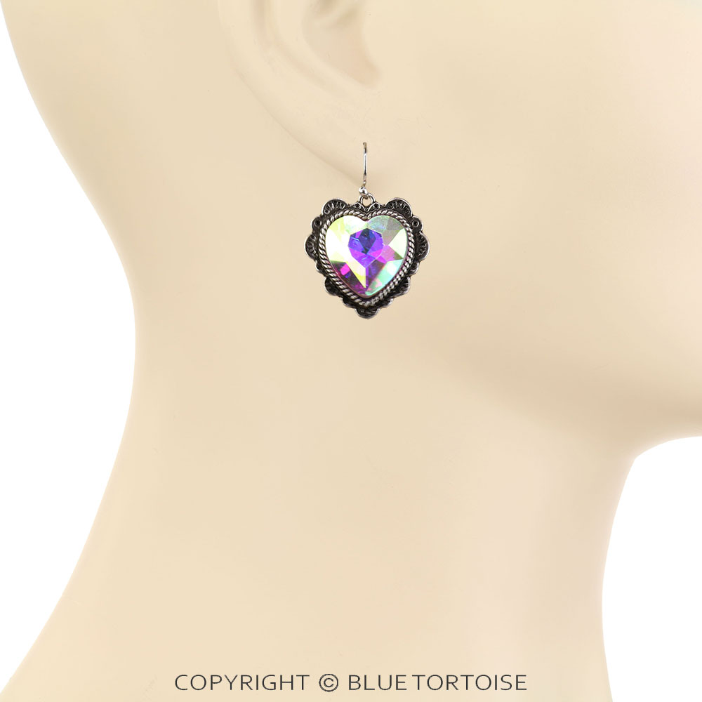 Western Heart Stone Dangle Earrings - Image 2