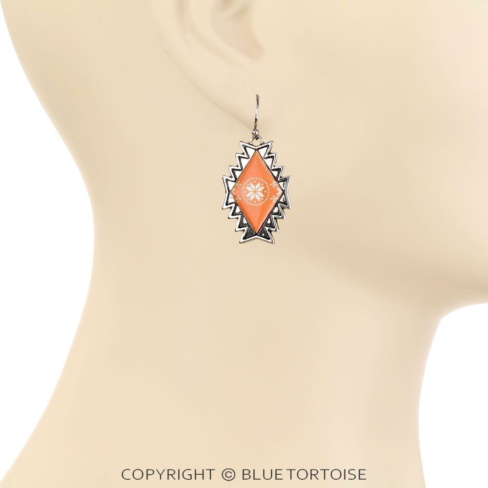 Western Aztec Print Dangle Earrings - Image 2