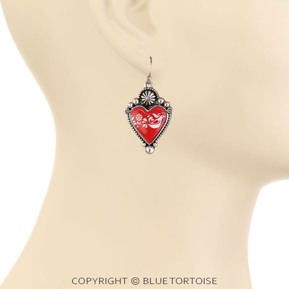 Western Heart Print Dangle Earrings - Image 2