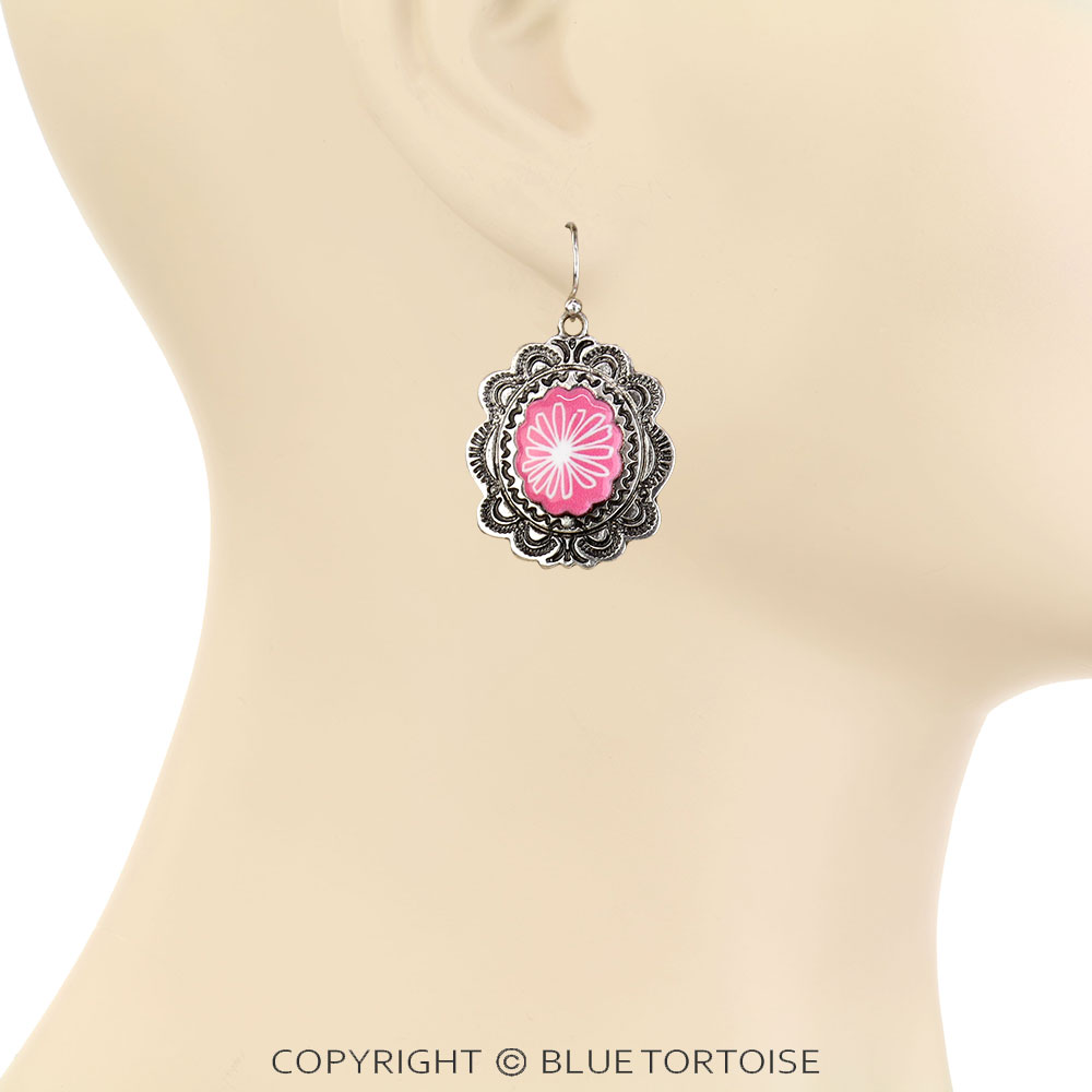 Western Concho Print Dangle Earrings - Image 2