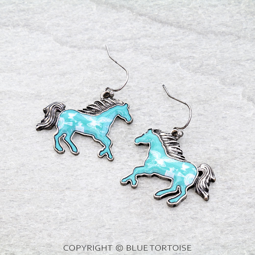 Western Horse Print Dangle Earrings
