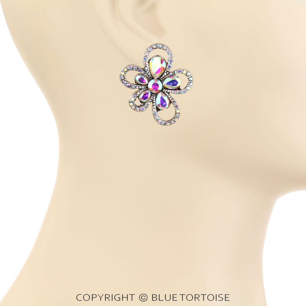 Western Flower Stone Stud Earrings - Image 2
