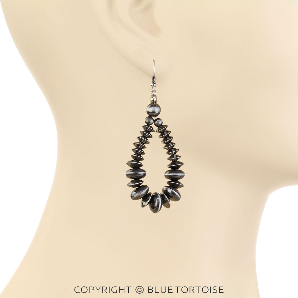 Navajo Style Pearl Dangle Earrings - Image 2