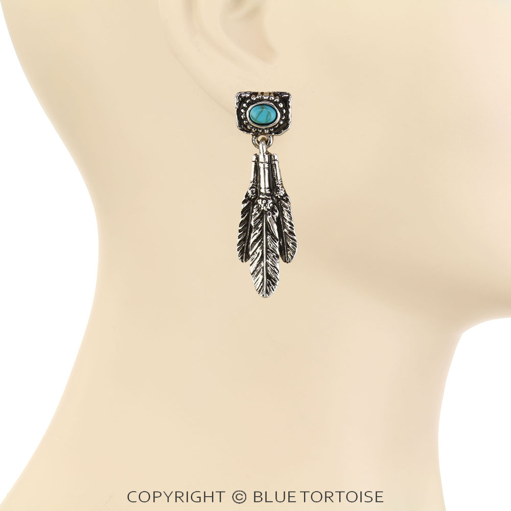 Western Feather Concho Stud Earrings - Image 2