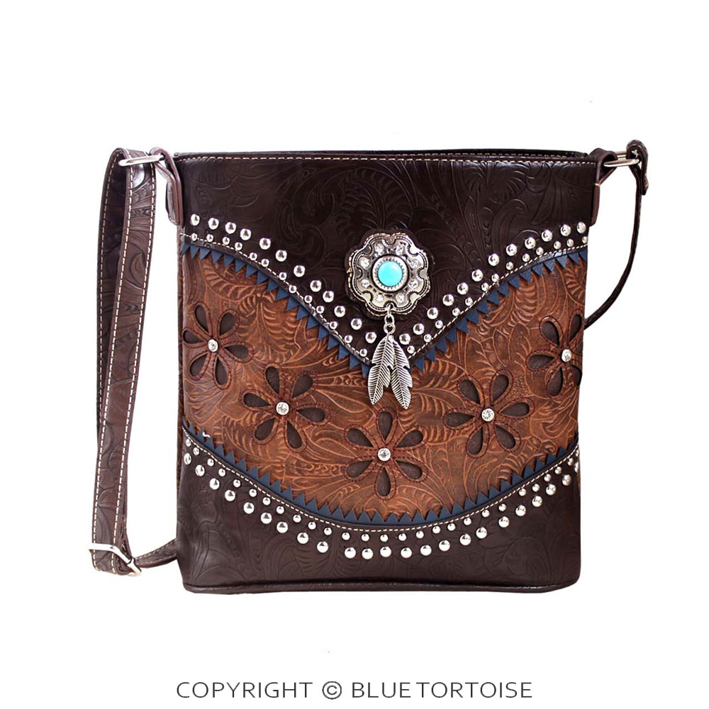 Western Faux Leather with Turquoise Accent Crossbody Bag ...