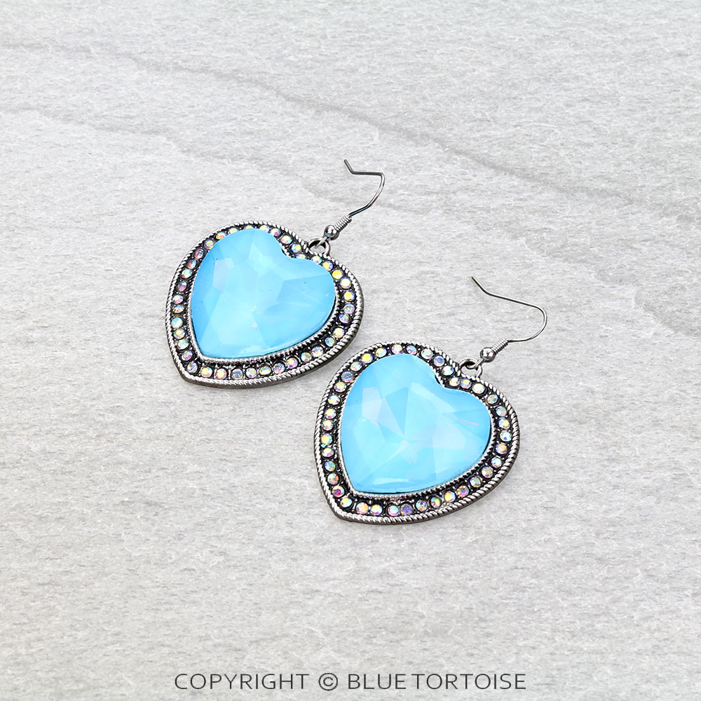 Western Heart Stone Dangle Earrings