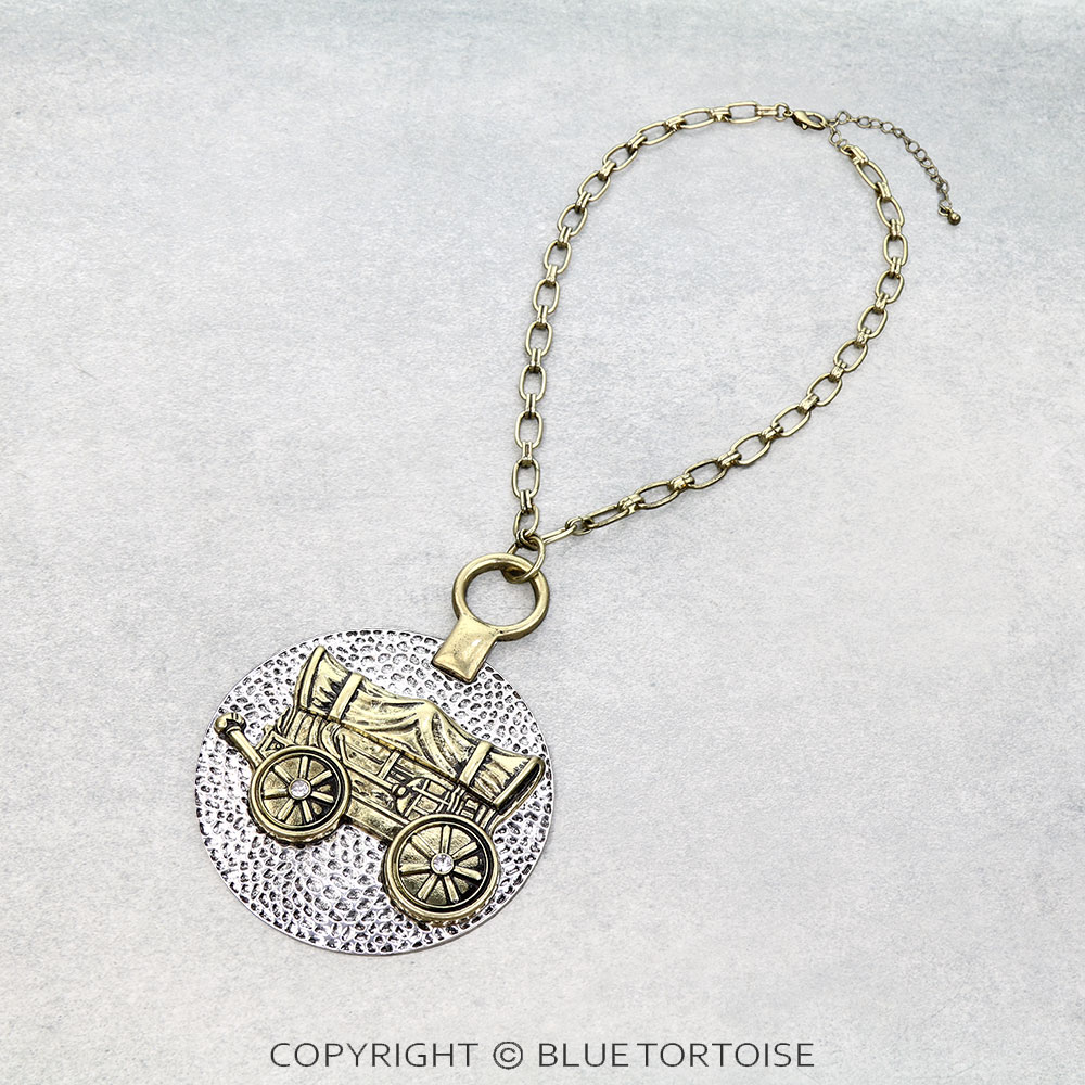 Western Wagon Pendant Necklace