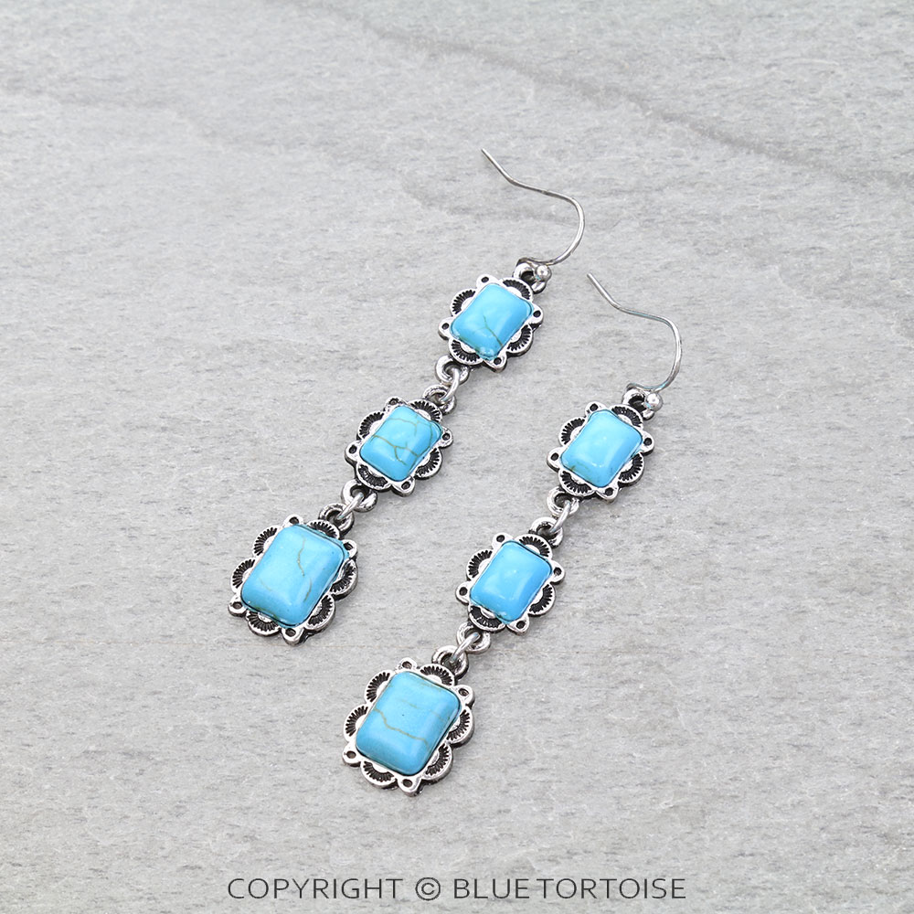 Western Hand Stone Drop Stud Earrings
